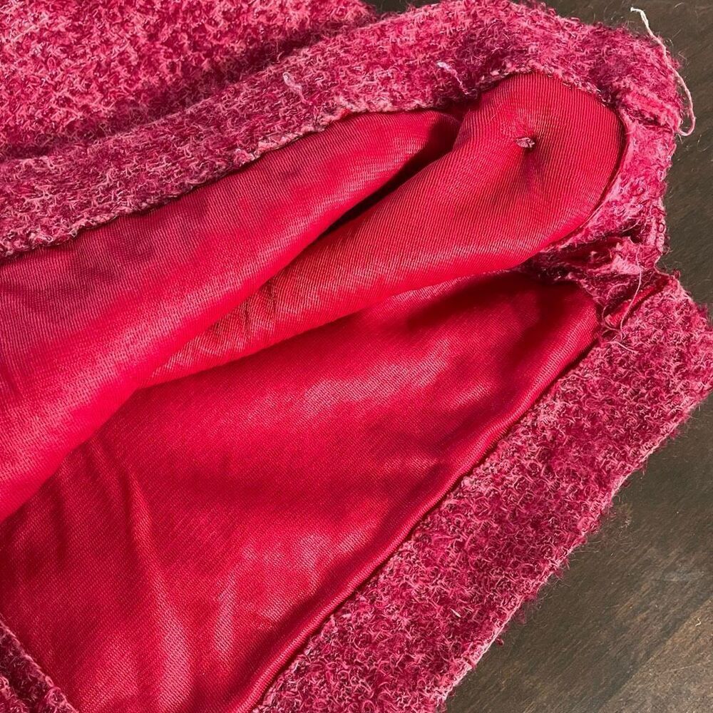 Vintage 60s 2 Piece Skirt Top Raspberry Pink ILGWU XS 4 - Picture 9 of 11